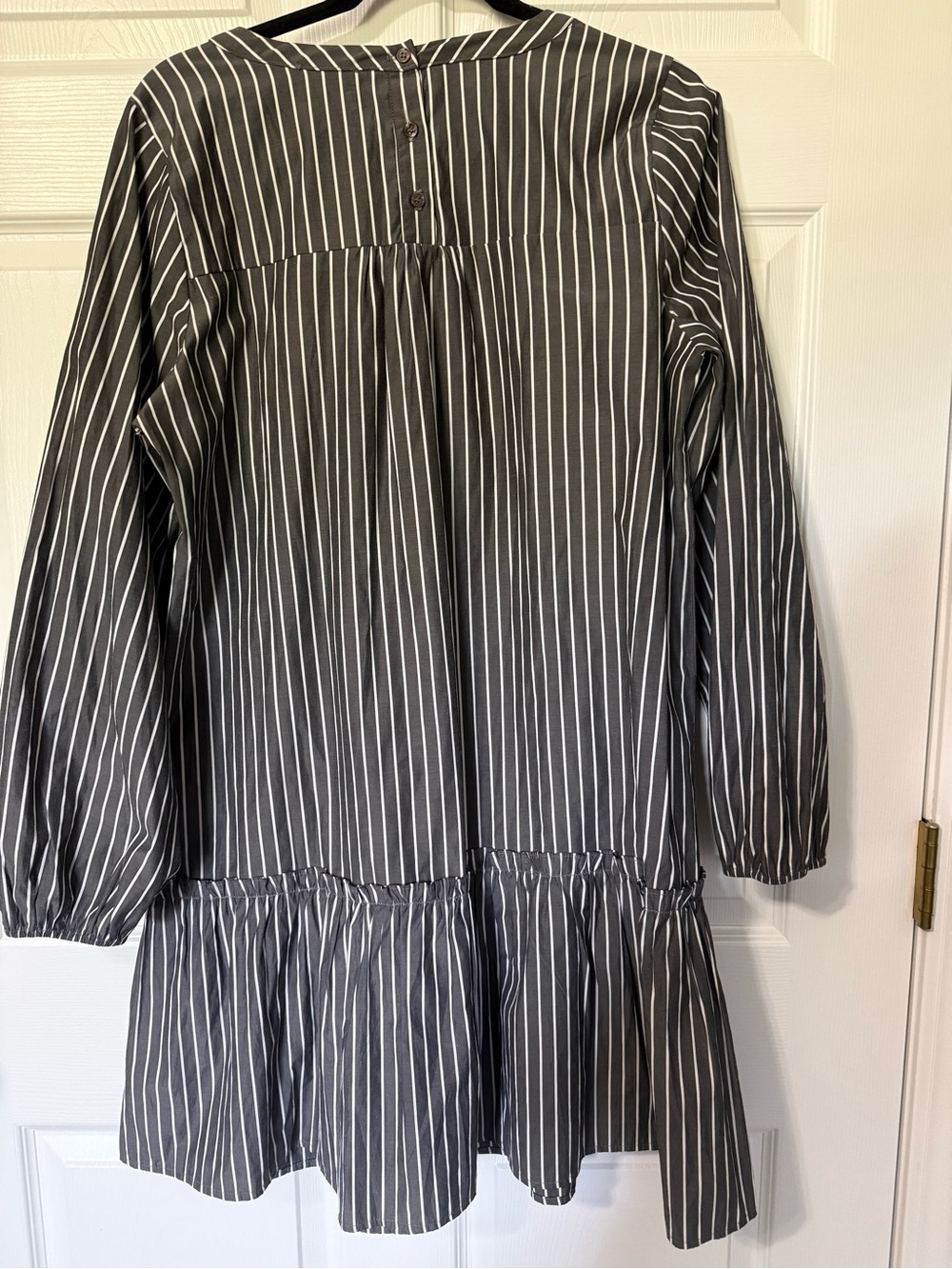 Anthropologie Pleione Gray & White Stripe Drop Waist Dress- L - Picture 6 of 9
